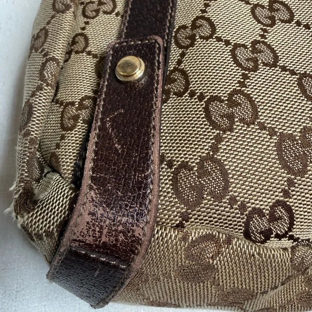 Gucci GG Canvas Brown Leather Trim Shoulder Tote Bag Gold-tone Hardware - Picture 13 of 13